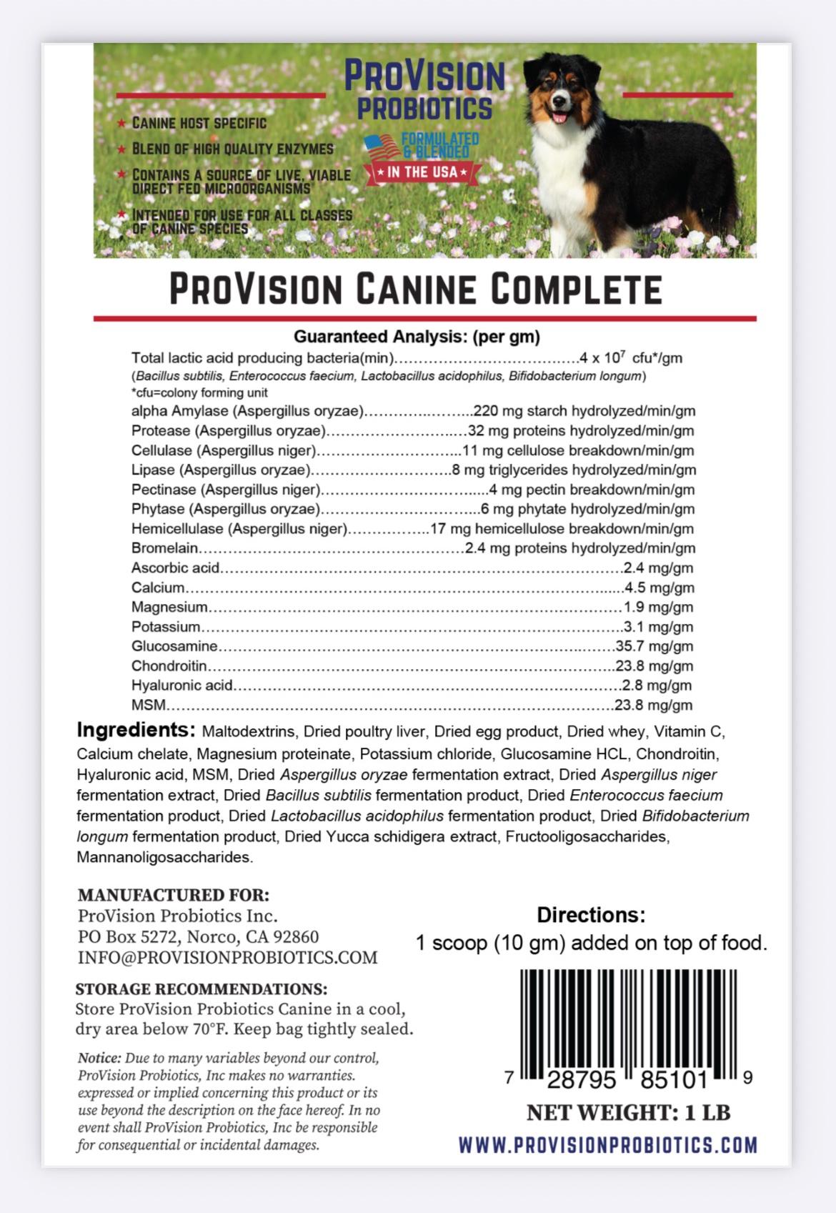 Provision Probiotics Canine Complete – All in One