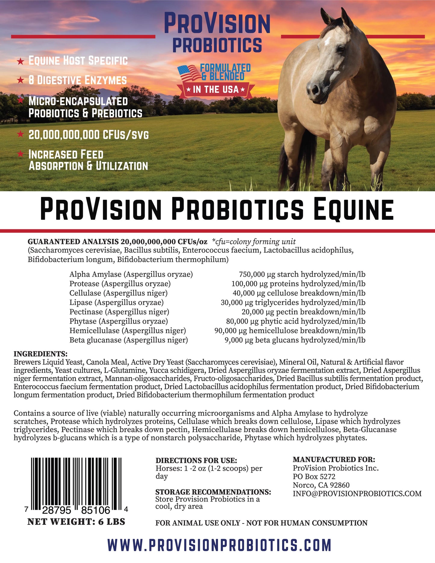 Provision Probiotics Equine 6lb